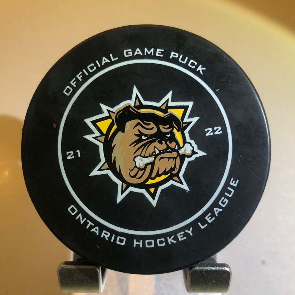OHL HAMILTON BULLDOGS OFFICIAL GAME PUCK - Picture 1 of 3